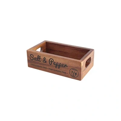 Image of T&amp;G 27050 Acacia Food Glorious ‘Salt &amp; Pepper’ Mill Crate / Work Surface and Dining Table Protector, 16 x 9 5 cm