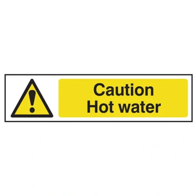 Image of Spectrum Industrial Caution Hot Water PVC (200 x 50mm)