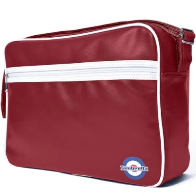 Image of Lambretta Classic Retro Messenger Shoulder Laptop Tablet Body Strap Bag Burgundy/White