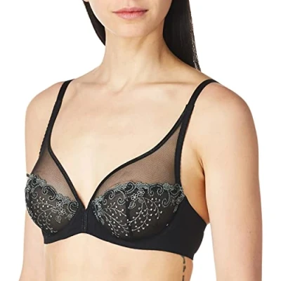 Image of Simone Perele Women&#039;s Delice Sheer Plunge Bra, Moonlight, 38C