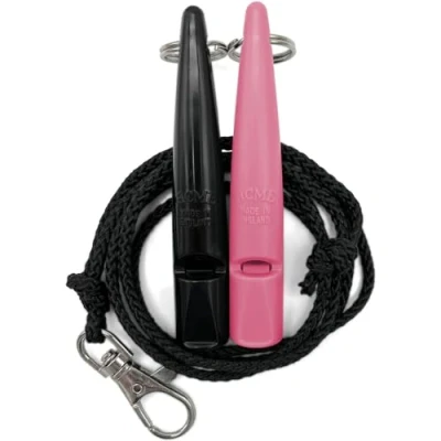 Image of ACME Dog Whistle No. 211.5 with Band Double Pack 2 Whistles Including Bands Ideal for Recall Loud and Far reaching (Black + Honeysuckle)