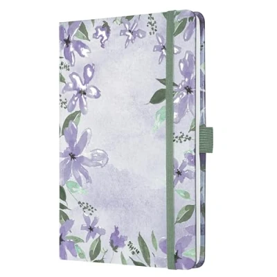 Image of SIGEL J5337 Jolie Weekly Planner 2025, Design Loose Florals Lilac, 13,5 x 20,3 cm, hardcover, 174 Pages, Violet, Green