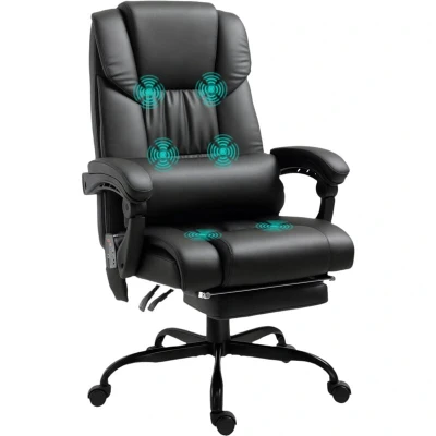 Image of Vinsetto PU Leather Massage Office Chair with 6 Vibration Points Adjustable Height Black
