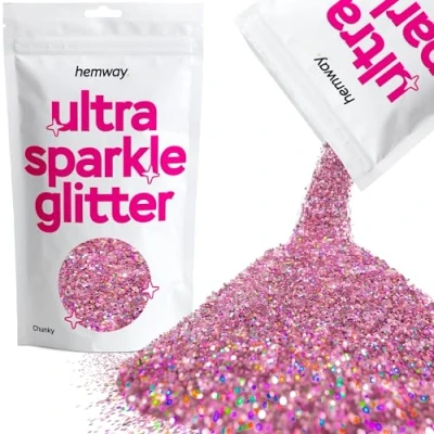 Image of Glitter Pink Holographic Ultra Sparkle Sequins Nail Face Festival Christmas Halloween Makeup Chunky 100g / 3.5oz