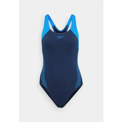 Image of Speedo Women&#039;s Hyperboom Splice Racerback Swimsuit Swimming Costume Blue Size 34&quot; Approx UK 10