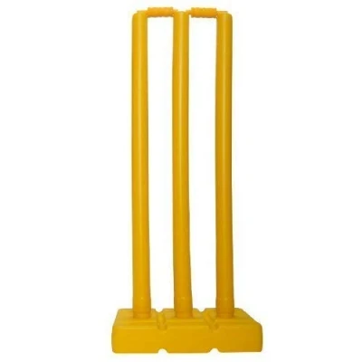 Image of ND Sports Plastic Kwik Cricket Stumps &amp; Bails Set Yellow, One Size