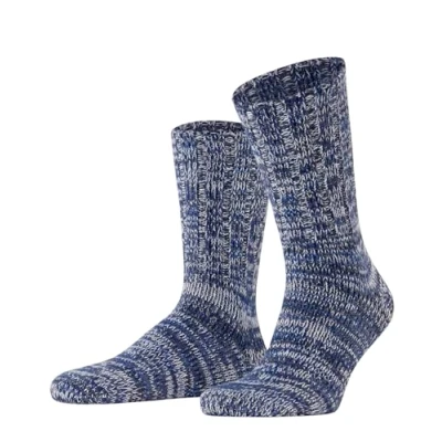 Image of Mens 1 Pair Falke Brooklyn Organic Cotton Heavy Weight Socks Dusty Blue 11.5 14