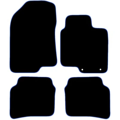 Image of Carsio Carpet Car Mats For Hyundai i20 2020+ Onwards Tailored Fit Floor Mat Set Complete Accessory Black Custom Fitted All Weather, Anti Slip Backing &amp; Blue Trim