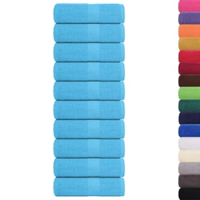 Image of vidaXL guest towels 10 pcs turquoise cotton 30x50cm soft, absorbent, machine washable