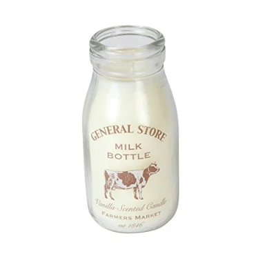 Image of West5Products Vintage School Design Vanilla Scented Glass Milk Bottle Candle