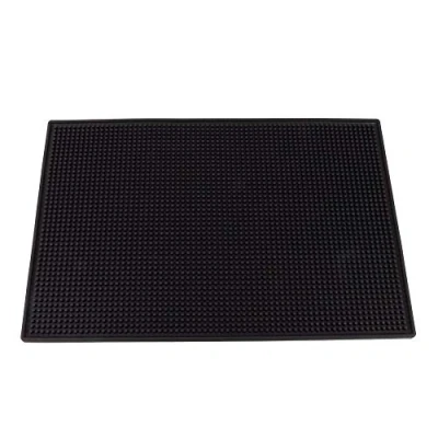 Image of Fdit PVC Coaster Bar Mat Square Thick Rubber Anti Slip Drip Mats Cocktail Tea Cup Mug Waterproof Kitchen Service Mat(Large Black)