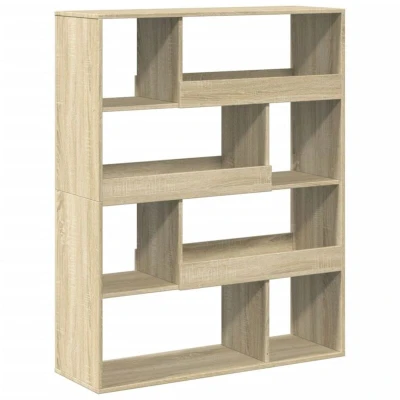 Image of vidaXL Bookcase Sonoma Oak 10 Compartments, Engineered Wood, 100x33x125.5 cm Modern Bookshelf/Storage Solution for Living Room, Bedroom, Office