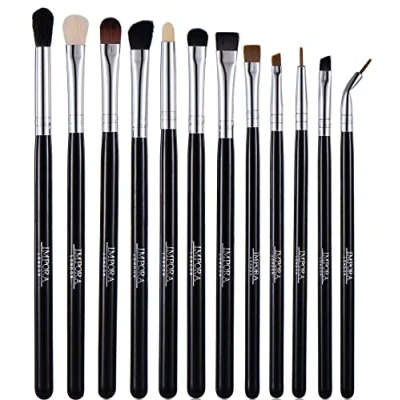 Image of Eye Makeup Brush Set by Impora London. Includes Eyeshadow Brushes, Blending Brush, Crease Eyeliner &amp; more [12 Brushes].