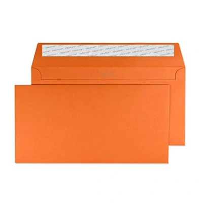 Image of Blake Creative Colour DL+ 114 x 229 mm 120 gsm Peel &amp; Seal Wallet Envelopes (228) Marmalade Orange Pack of 500
