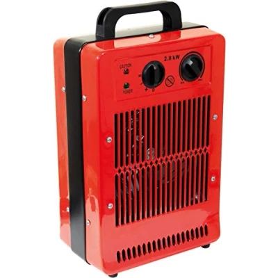 Image of Prem i air Elite Electric 2.8kW Turbo Fan PTC Metal Space Heater With Thermostat, 3 Heat Settings and Carry Handle for use in Workshops, Garages, Offices, Shops, Sheds, Greenhouses Restaurants