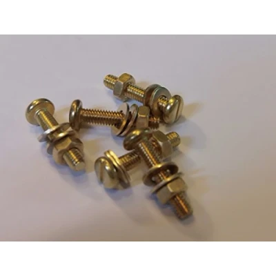 Image of M4X20 BRASS PAN HEAD BOLTS NUTS &amp; WASHERS (PACK 0F 5) SET SCREWS X5