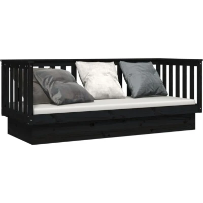 Image of vidaXL Day Bed without Mattress Black 90x190cm Solid Wood Pine