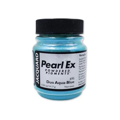 Image of Pearl Ex Pigment by Jacquard, Creates Metallic or Pearlescent Effect.5 Ounce Jar, Duo Aqua Blue