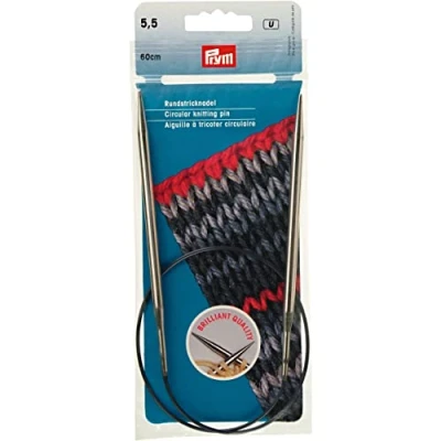 Image of Prym Circular Knitting Needle, Brass, Silver, 5.5 mm
