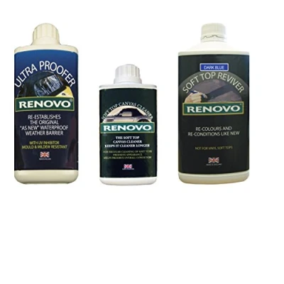 Image of Renovo REN KIT3 Triple Cleaning Kit includes Soft Top Reviver/Soft Ultra Proofer/Soft Canvas Cleaner, Blue