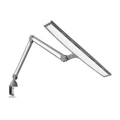 Image of Daylight Company Luminos LED Task Lamp: 6000K Daylight, 4500 Lux, 3 Brightness Levels, Extra Wide Light Spread, 112cm Long Reach Arm for Desks &amp; Workbenches, High CRI 95+, White