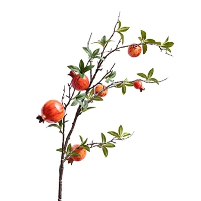Image of Marooma 2Pcs Fake Artificial Fruit Berries Stems,37.4Inch Faux Pomegranate Flowers Bouquet Floral Picks Branch DIY Crafts Wreath for Wedding Holiday Party Decor
