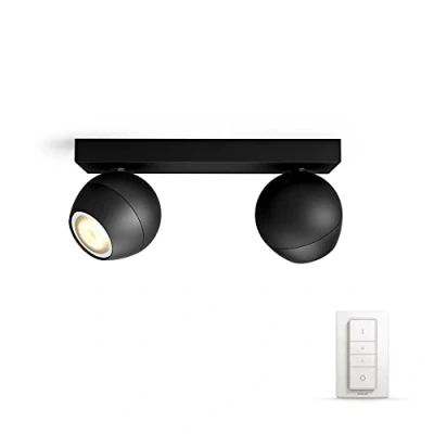 Image of Philips Hue Buckram White Ambiance Double Spotlight Smart Led Bulb [Gu10] with Dimmer Switch Bluetooth, Works Alexa, Google Assistant and Apple Homekit