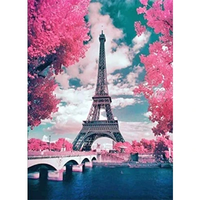 Image of Abillyn Embroidery Cross Stitch Kits Paris City Landscape Eiffel Tower Stamped with Printed Pattern Starter Kit (Eiffel Tower)