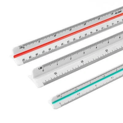 Image of DIYCUT 3 Pieces Scale Ruler Architect, Architect Ruler, 1:20, 1:25, 1:50, 1:75, 1:100, 1:125, 1:200, 1:250, 1:300, 1:400, 1:500, Triangle 30 cm, for Architects, Technical Draftsmen