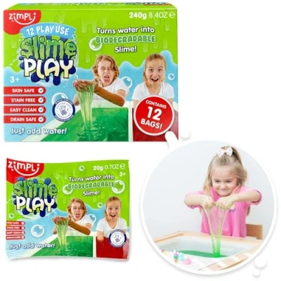 Image of Zimpli Kids 12 x Slime Play Foil Bags Party Fillers, Red &amp; Green, Sachets