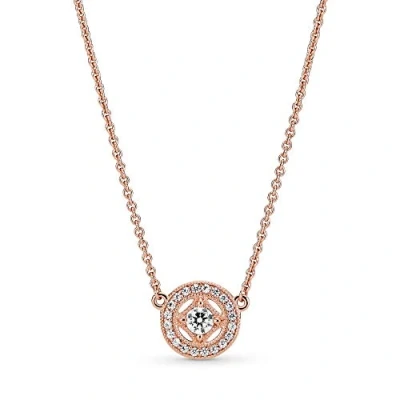 Image of Pandora Timeless Vintage Circle 14k Rose gold plated collier with clear cubic zirconia
