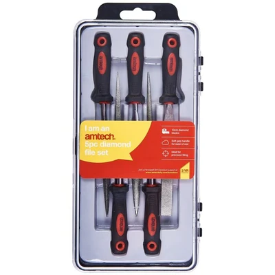 Image of Amtech E1330 5 Piece 100mm (4&quot;) Diamond File Set
