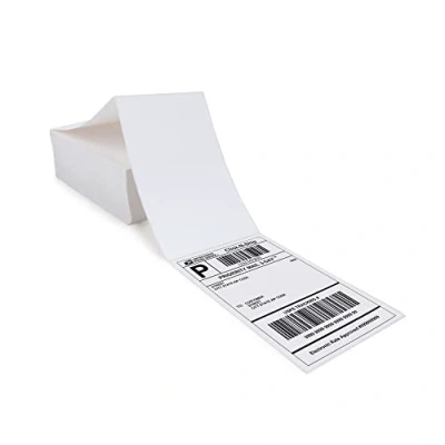 Image of L LIKED Pack of 500 Thermal Shipping Barcode Labels (4x6 Inch / 101x152mm), Fanfold, Permanent Adhesive, Direct for &amp; Labelling Compatible with Printers