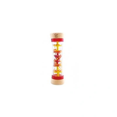 Image of Hape Beaded Raindrops Mini Wooden Musical Shake &amp; Rattle Rainmaker Toy, Red