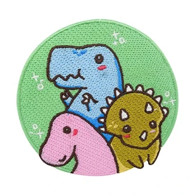 Image of Round Children&#039;s Dinosaur Patch to Iron on Dinosaurs Patches, Cubs Embroidery Patch, T Rex ironable Triceratops Badges Finally Home