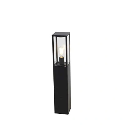 Image of Qazqa Industrial Outdoor Pole I Bollard Post lamp Black 80 cm IP44 Charlois Garden Suitable for LED E27 1 Light Aluminium