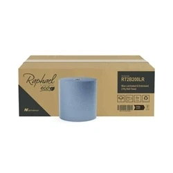 Image of Raphael Roll Towel 2 Ply 200m x 200mm Blue (Pack of 6) RT2B200LRDS