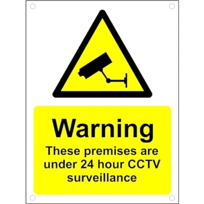 Image of Warning Premises Protected 24 Hour CCTV Surveillance Pre Drilled sign 3mm Aluminium Composite ultra hi durability 300mm x 200mm Case (Pack of 5)