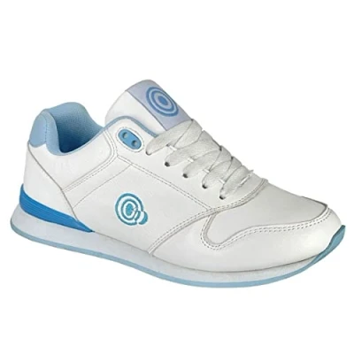 Image of Dek Womens Approach Trainer Style Lace Up Lawn Bowling Shoes White/Blue (Small Fit Order 1 Size Up) 8 UK