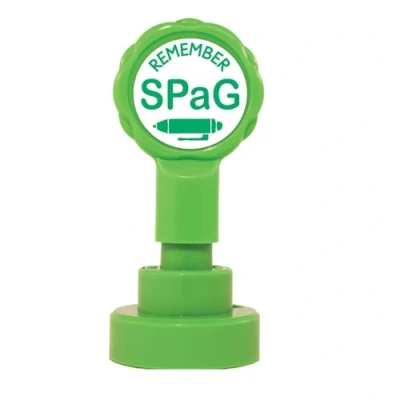 Image of Remember SPaG Teacher Stamp. Quality Xclamations Mount, Self Inking, Re inkable, 22mm
