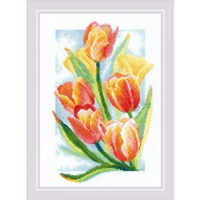 Image of RIOLIS Counted Cross Stitch kit 2191 Spring Glow. Tulips