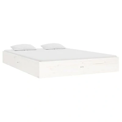 Image of vidaXL Bed Frame in Solid Pinewood, Small Double Size (120x190 cm), Modern Style for Bedroom, White