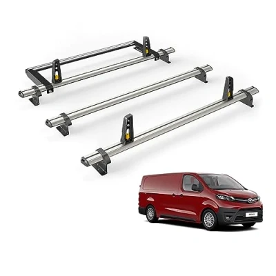 Image of Van Guard Roof Rack for Toyota ProAce (2016+) 3 Bars + Rear Ladder Roller [Only Suitable &#039;Long&#039; Wheelbase Models with Twin Doors] Ulti Bar VG335 L3/VGR 09