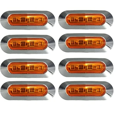 Image of Etomvoop 8PCS LED Side Marker Lights Waterproof 4 Car Rear Headlight Lamps for 12V 24V Truck Trailer RV Campervan Boat Marine (Yellow)