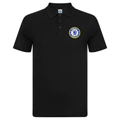 Image of Chelsea FC Official Football Gift Mens Crest Polo Shirt Black XXL