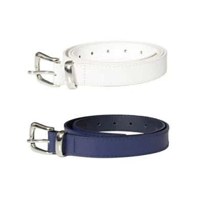Image of 989Zé ENZO Womens BELTS for Jeans Dresses Fashion Waist Belt Casual Pants Trousers EZ 13 NAVY/WHT S (2PACK)