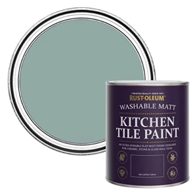 Image of Rust Oleum Blue water resistant Kitchen Tile Paint in Matt Finish Gresham 750ml