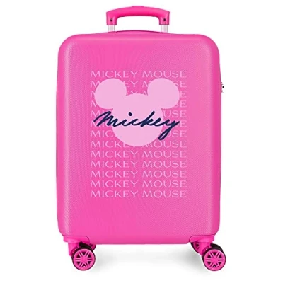Image of Disney Mickey All Smile Valise Cabine Multicoloured 38 x 55 20 cm Rigide ABS Fermeture à Combinaison Latérale 35L 2 kg 4 Doubles Roues Bagage Main, Fuchsia, One Size, Cabin Suitcase