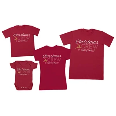 Image of The Gift Project Christmas Crew Family Matching Tops Red T Shirts Create Your Set, S