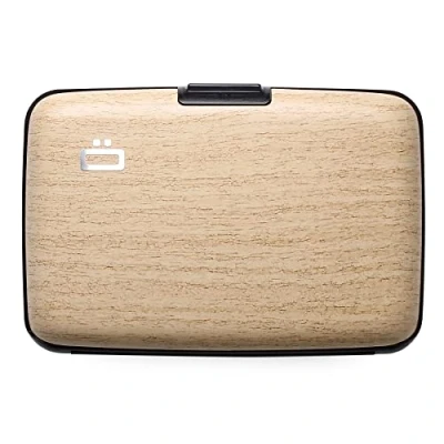 Image of ÖGON Aluminium Wallet Smart Case RFID Blocking Card Holder Up to 10 Cards and Banknotes Bamboo Style